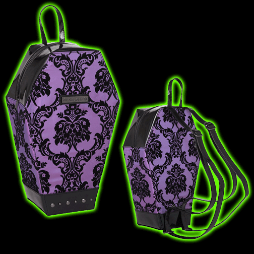 Damask Coffin Backpack in Purple