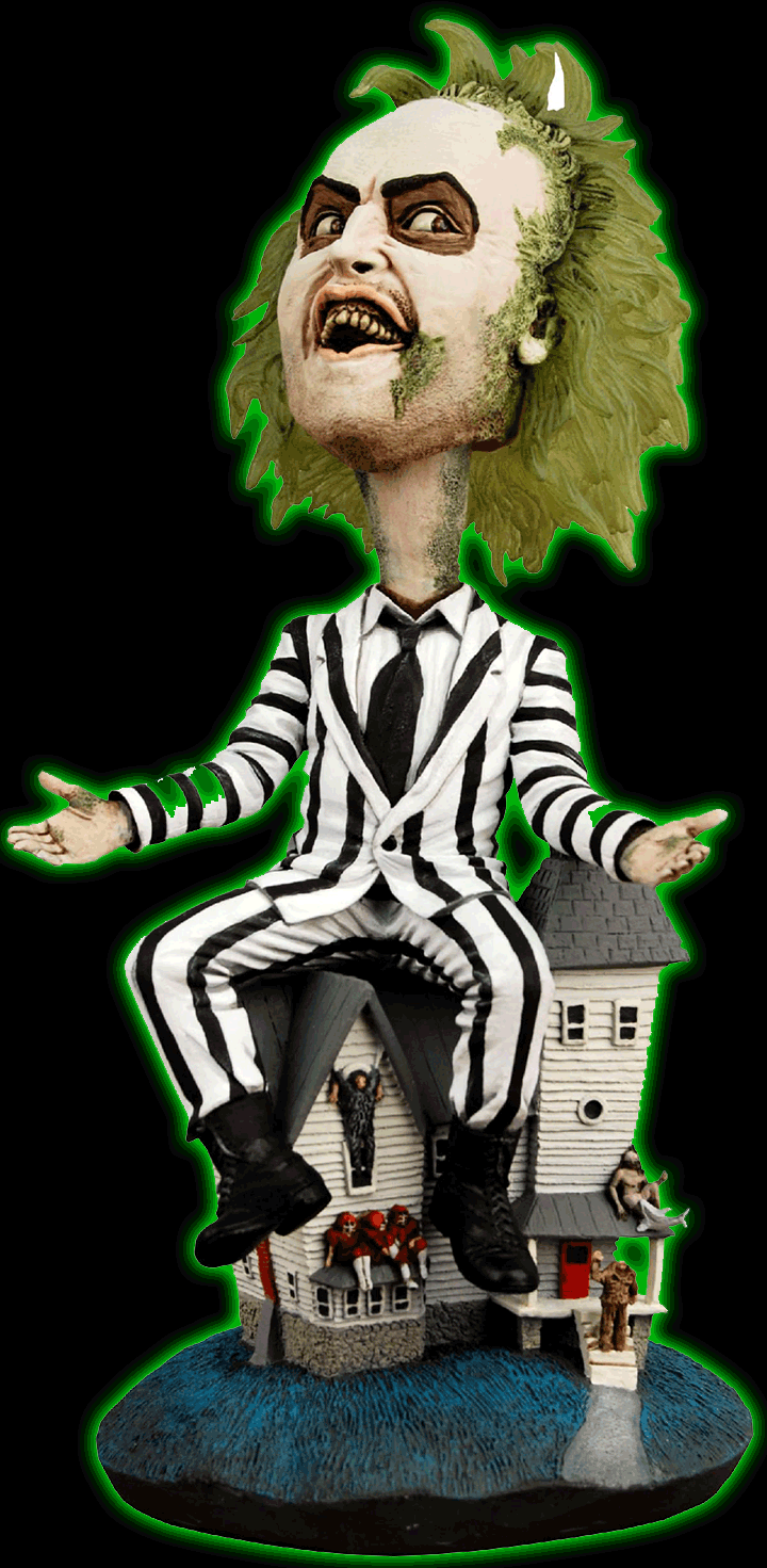 Beetlejuice Striped Suit with House Head Knocker Bobblehead