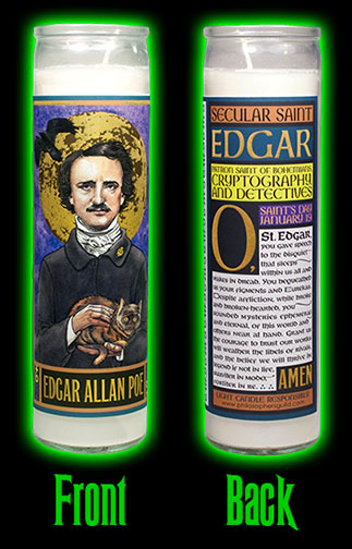 Edgar Allan Poe Secular Saint Candle