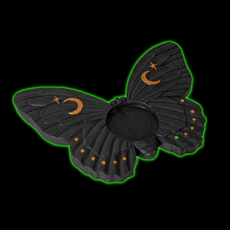 BLACK MOTH TEALIGHT CANDLEHOLDER