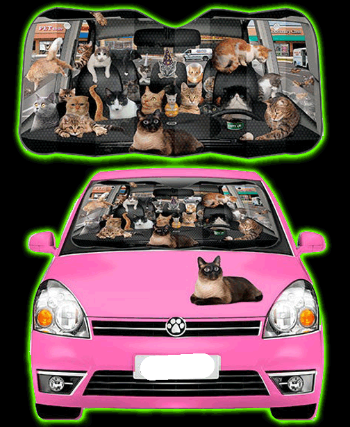 CAR FULL OF CATS AUTO SUNSHADE