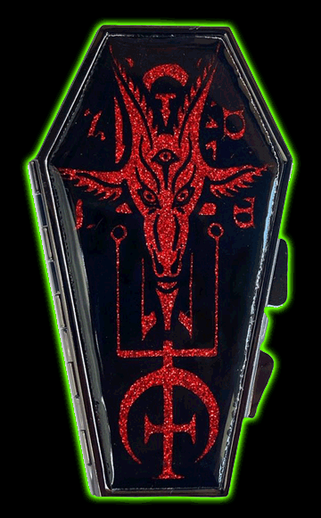 Baphomet Satanic Red Glitter Coffin Compact
