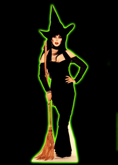 Elvira with Broom Cardboard Cutout