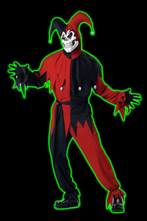 Evil Jester Black and Red Mens Costume