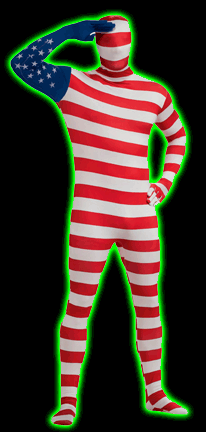 CLEARANCE! Adult 2nd Skin American Flag Body Suit WAS:$59.99, NOW:$28.99