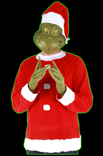The Grinch that Stole Christmas Upper Half Costume with Half Mask and Hat