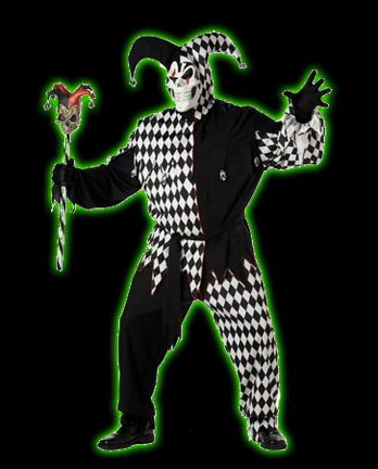 Evil Jester Black and White Plus Size Mens Costume
