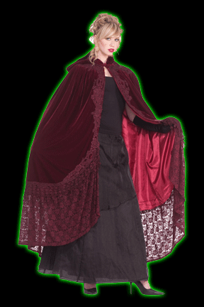 Burgundy Victorian Hooded Cape