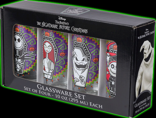 Nightmare Before Christmas Day of the Dead Design 4 Pack Tumbler Glass Set