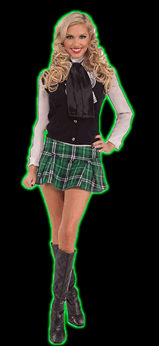 Womens Mini Kilt - Green Plaid