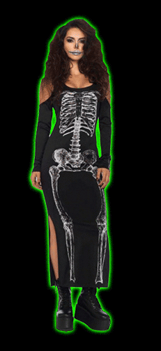 Women's Skeleton Cold Shoulder Dress Costume