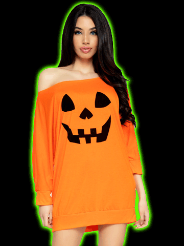 Jersey Halloween Pumpkin Dress