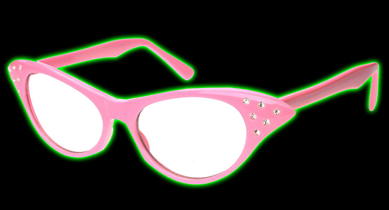 Pink 50s Rhinestone Clear Glasses