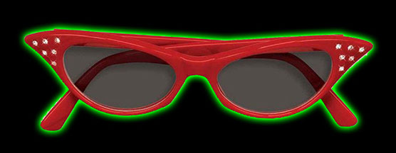 Red 50s Rhinestone Tinted Glasses