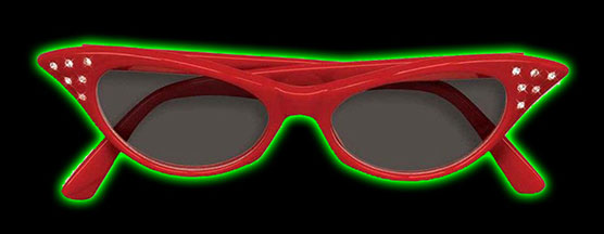 Red 50s Rhinestone Tinted Glasses