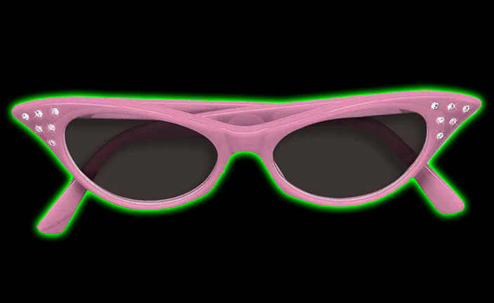 Pink 50s Rhinestone Tinted Glasses
