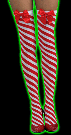Candy Cane Thigh High Stockings
