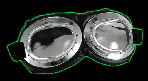 Silver / Black Aviator Goggles With Clear Lenses