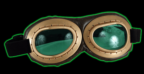 Aviator Goggles Gold/ Brown With Green Lenses