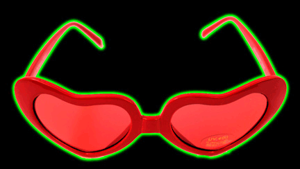 Heart Shaped Sweetheart Glasses - Red Lens