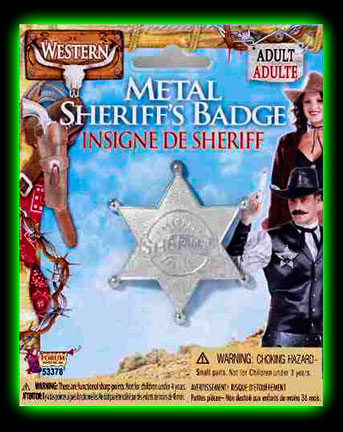Silver Metal Costume Sheriff Badge Adult