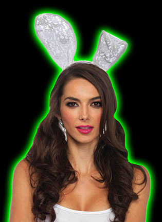 White Lace Bunny Ears Headband