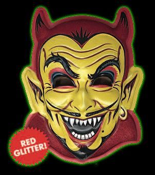 Spook House Devil Red Glitter 3D Wall Decor Mask