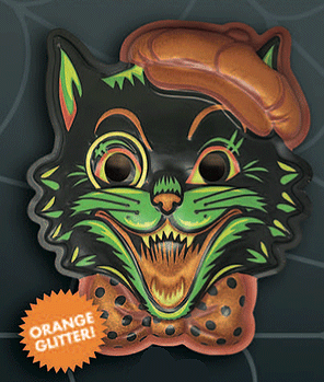Pumpkin Puss Cat Orange Glitter 3D Wall Decor Mask
