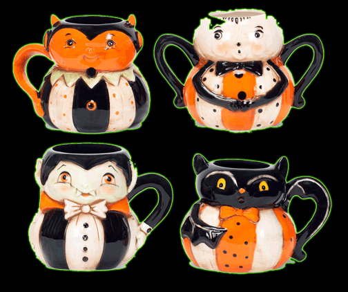 PUMPKIN PEEP MUGS SET BY JOHANNA PARKER<br>IN-STORE PURCHASE ONLY
