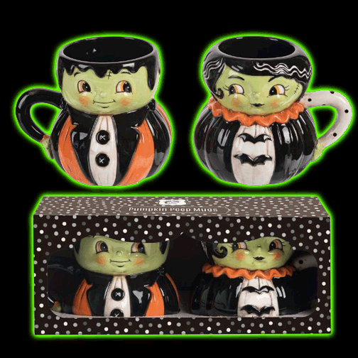 MR. & MRS. FRANKENSTEIN MUG SET BY JOHANNA PARKER<br>IN-STORE PURCHASE ONLY