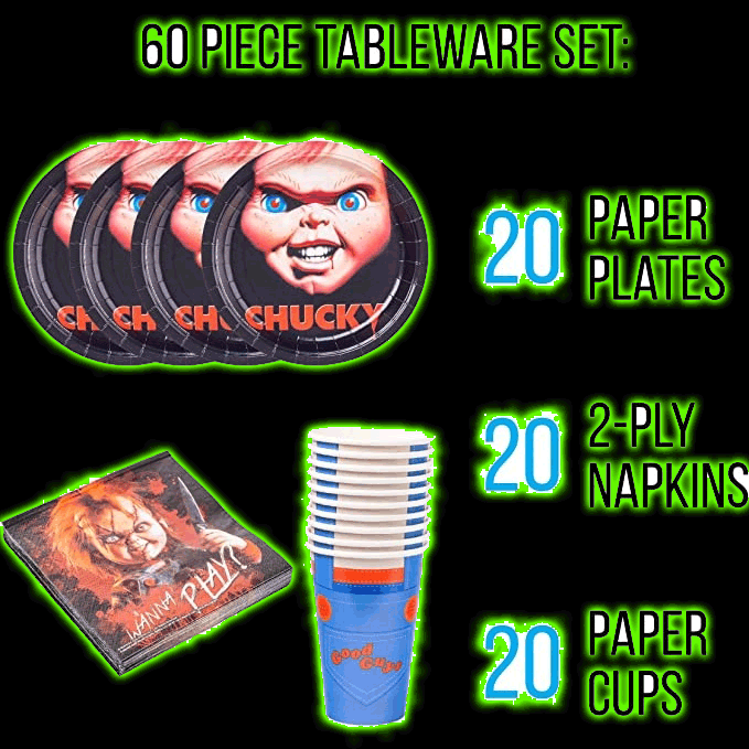 Chucky Big Face 60 pc Paper Party Pack Set