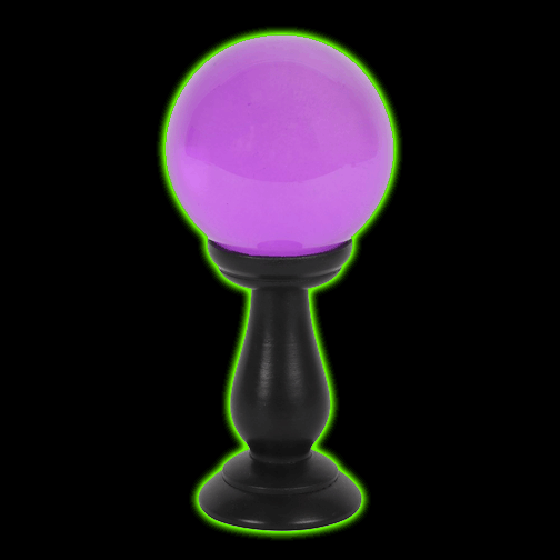 SMALL PURPLE CRYSTAL BALL ON STAND