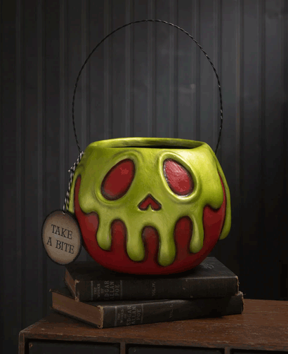 LARGE RED APPLE WITH GREEN POISON BUCKET BY BETHANY LOWE DESIGNS