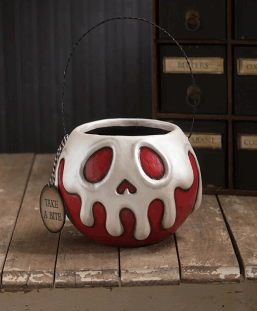 LARGE RED APPLE WITH WHITE POISON BUCKET BY BETHANY LOWE DESIGNS