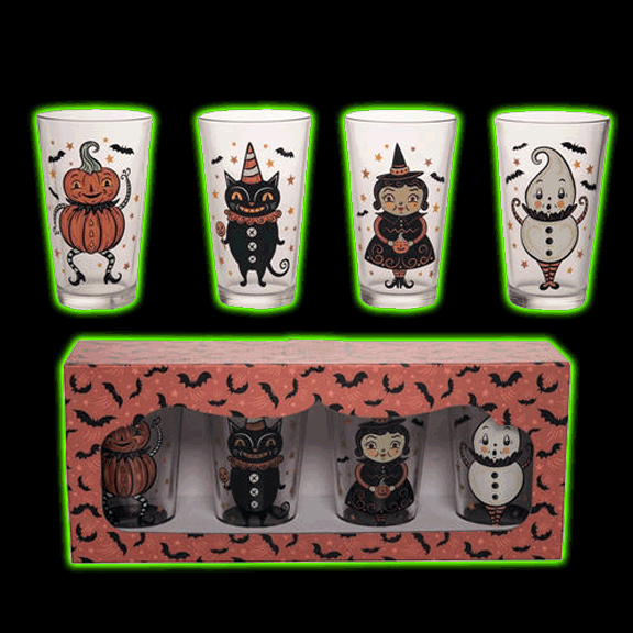 GLASS VINTAGE HALLOWEEN 16OZ TUMBLERS BY JOHANNA PARKER