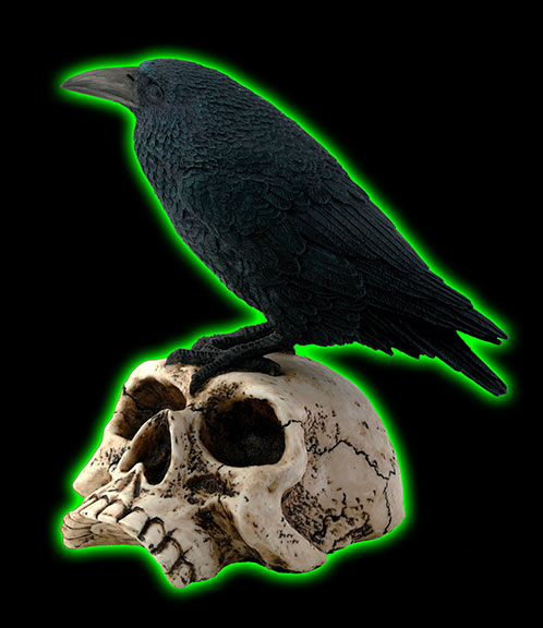 Crow On Skull Figurine