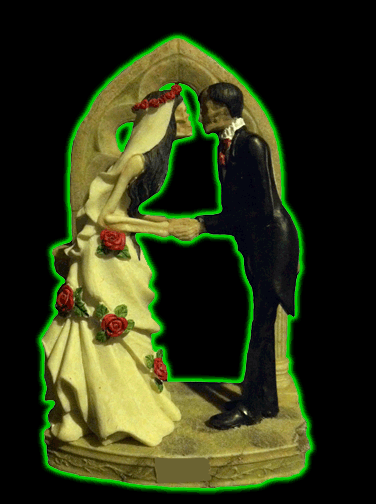 Day Of The Dead Wedding Couple In Front Of Arch Figure