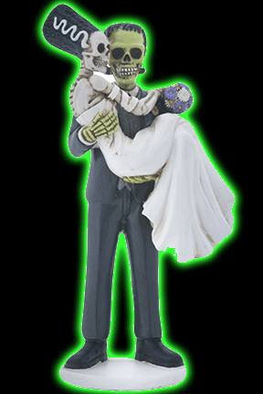 Franken Skull And Bride Figurine