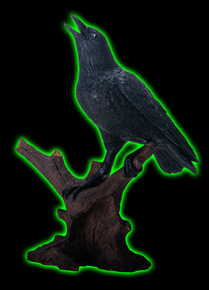 Raven Standing On Branch Figurine