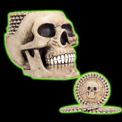 SKULL DRINK COASTERS (INCLUDES 6 COASTERS)