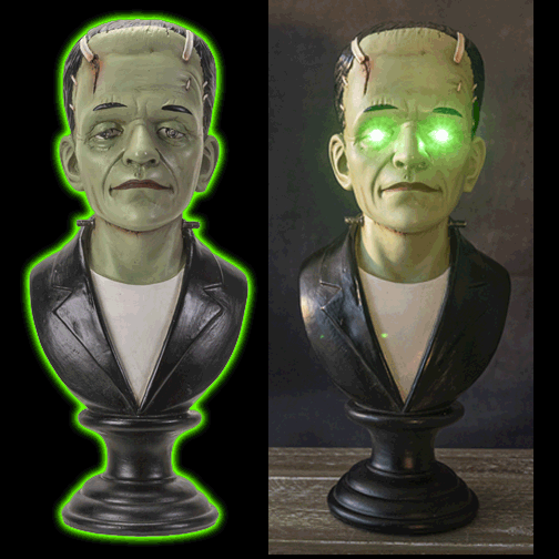 FRANKENSTEIN BUST WITH LIGHTED EYES