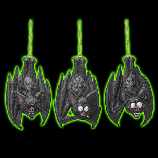 SPEAK HEAR AND SEE NO EVIL BATS FIGURINES