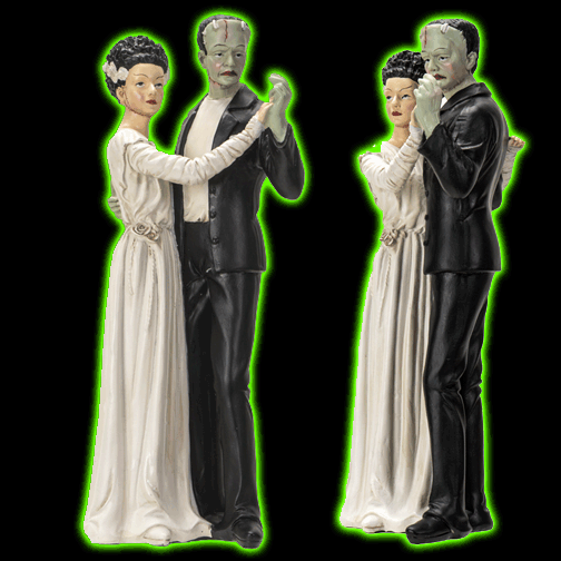 FRANKENSTEIN AND BRIDE DANCING FIGURINE