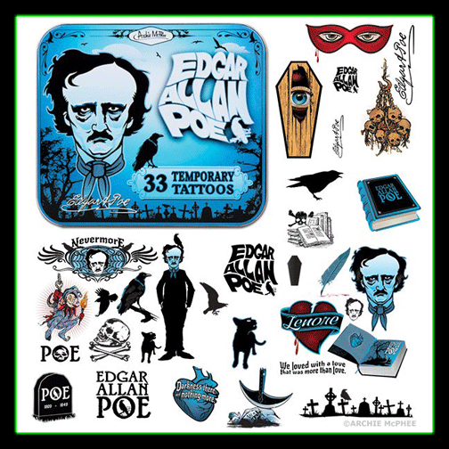 Edgar Allan Poe Temporary Tattoos