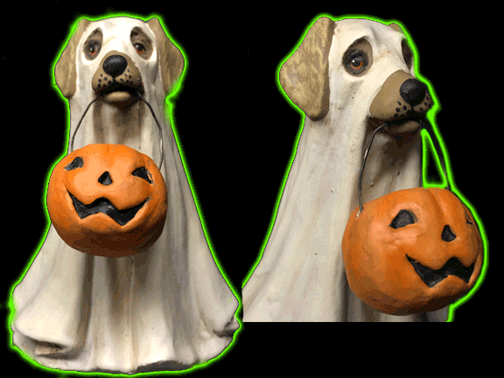 Spooky Ghost Dog Figurine