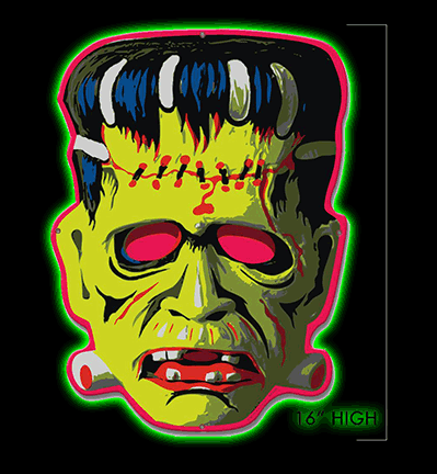 Cranky Frankie Mask Metal Sign