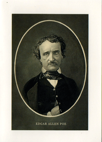 Edgar Allan Poe Black And White Oval Portrait Greeting Card - LT-144
