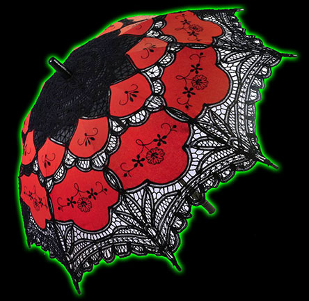 Black And Red Lace Parasol