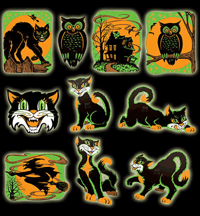 Vintage Halloween Fluorescent Cutouts