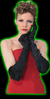 Long Black Velvet Glamour Gloves